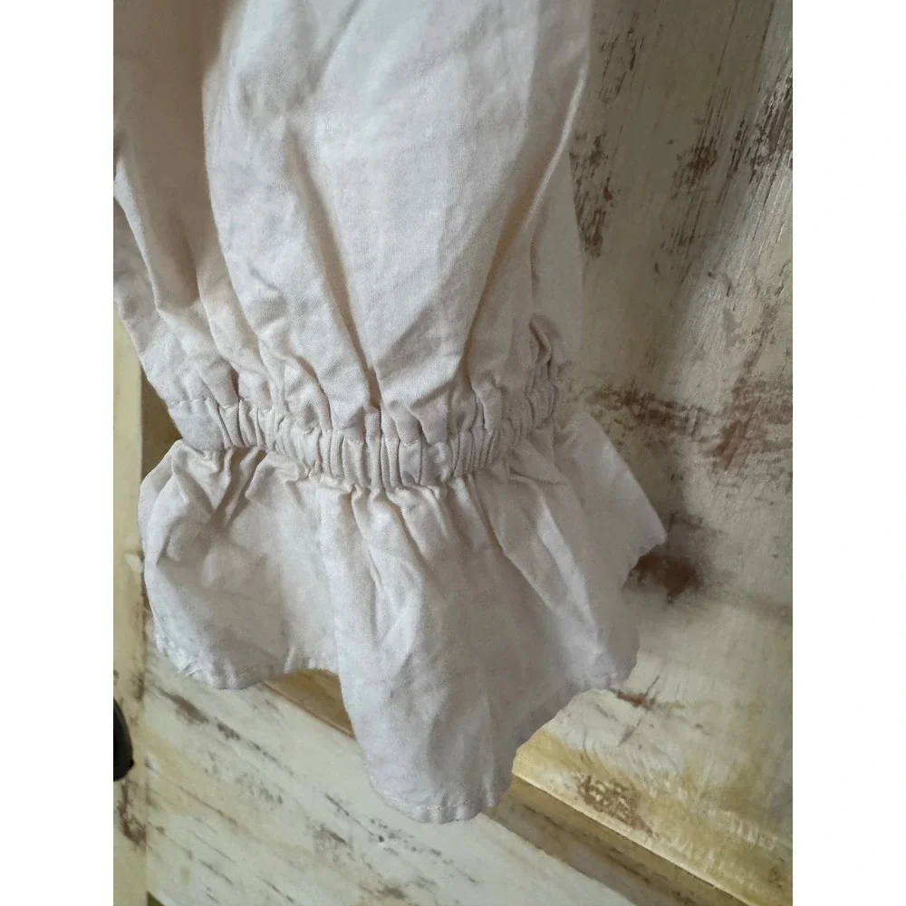 ZARA Crop Top Boho Prairie Crochet Ivory Cream Long‎ Sleeves Size Small